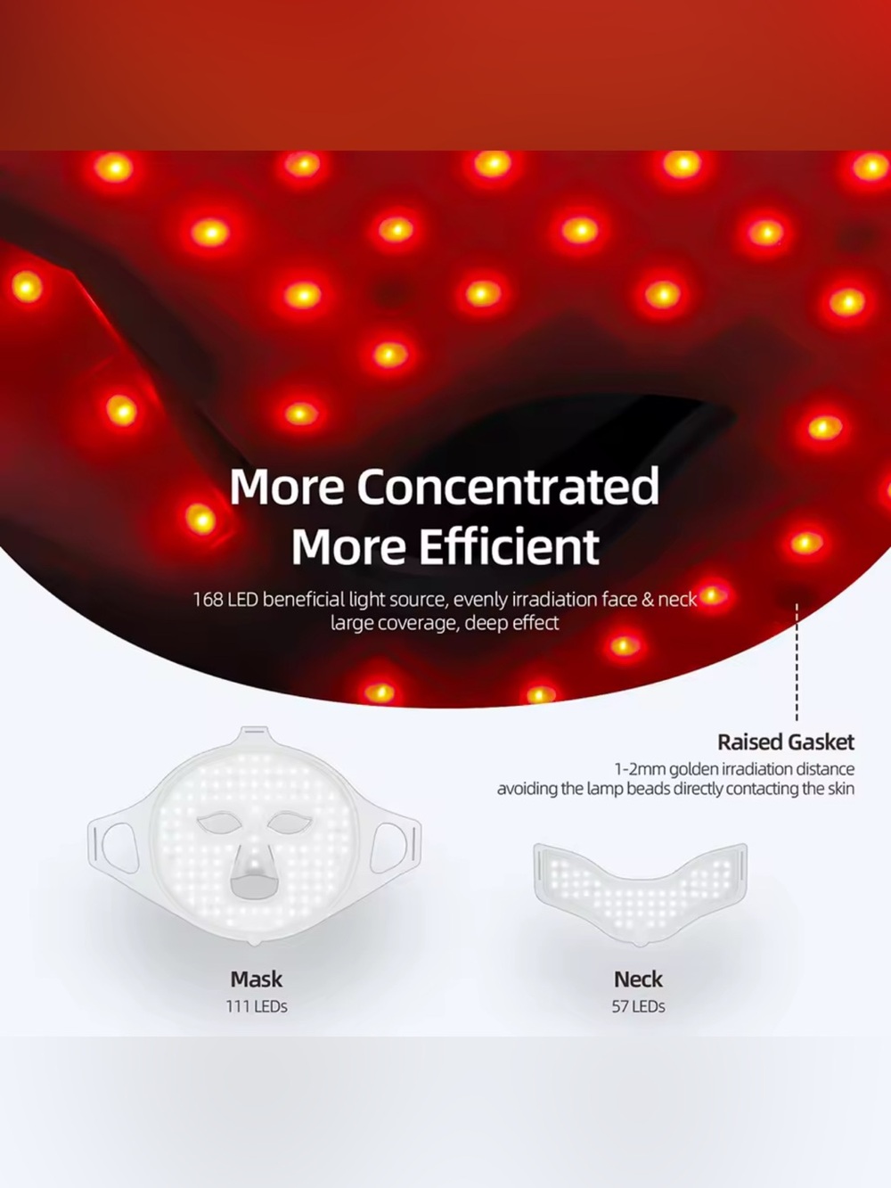 LED Light Therapy Face Mask & Eye Mask - White - Picture 4 of 7